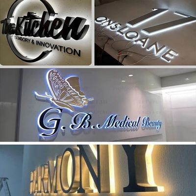 Sinal de LED frontal de loja de metal personalizado 3D Sinal de carta de loja LED personalizado para negócios