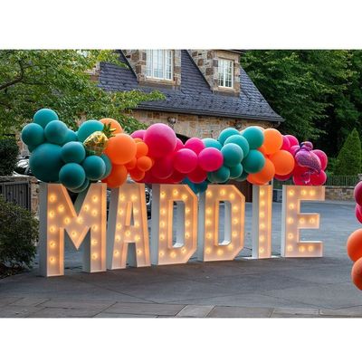 Dimensões personalizadas de aço inoxidável LED Marquee Letters para Exposição de festa de casamento ao ar livre