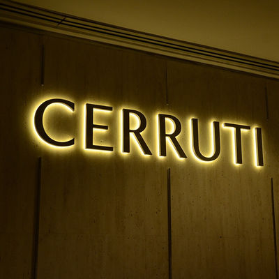 Logotipo de metal personalizado Sinais de aço inoxidável retroiluminado de exterior carta publicitária iluminada