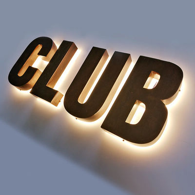 Logotipo de metal personalizado Sinais de aço inoxidável retroiluminado de exterior carta publicitária iluminada