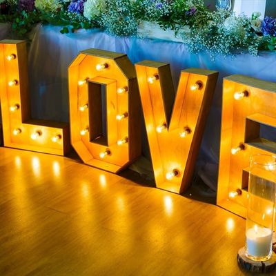Aço inoxidável LED lâmpada de metal letras sinalização para escritório e celebração de aniversário