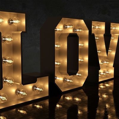 Aço inoxidável LED lâmpada de metal letras sinalização para escritório e celebração de aniversário