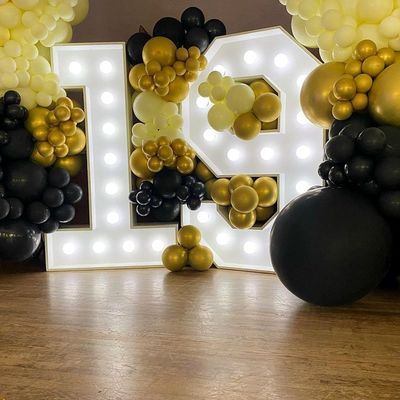 Aço inoxidável LED lâmpada de metal letras sinalização para escritório e celebração de aniversário
