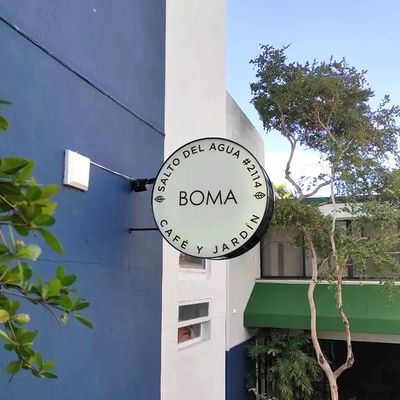 Tamanho personalizado Sinalização de caixa de luz exterior com moldura de aço inoxidável e fonte de luz LED