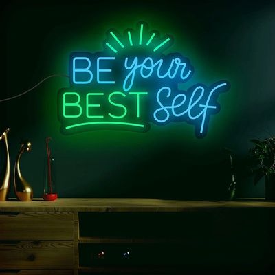 Luz LED Flex personalizada Feliz Aniversário sinal de neon para festa Amarelo Dourado Tamanho personalizado