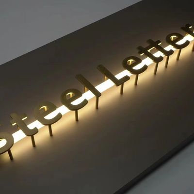 Sinais LED de aço inoxidável para publicidade de escritório