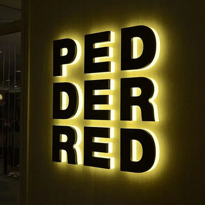 Sinalização interior iluminada Sinalização comercial de metal personalizada exterior com LED 3D