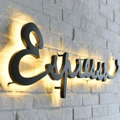 12V LED Strips Custom Metal Business Advertising Signage para escritório Logotipo de letras de parede