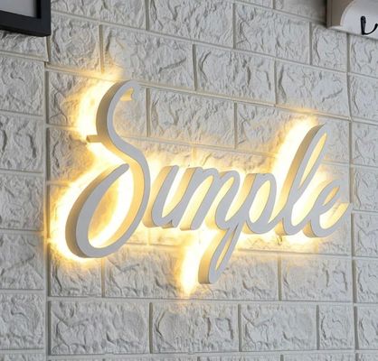 12V LED retroiluminado Letras de aço inoxidável para loja escritório shopping acrílico metal cartaz