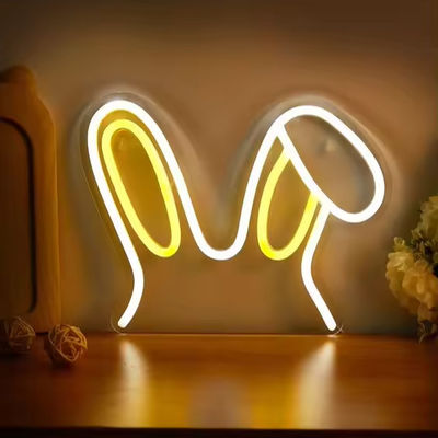 Adaptador White Bunny Ears Neon Light Wedding Sign para Tabuleiro de Anúncios Festa Home