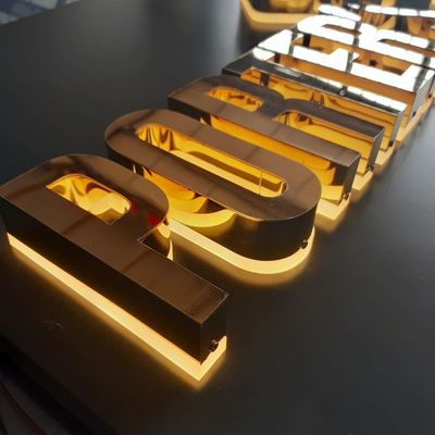 12V LED retroiluminado Letras de aço inoxidável para loja escritório shopping acrílico metal cartaz