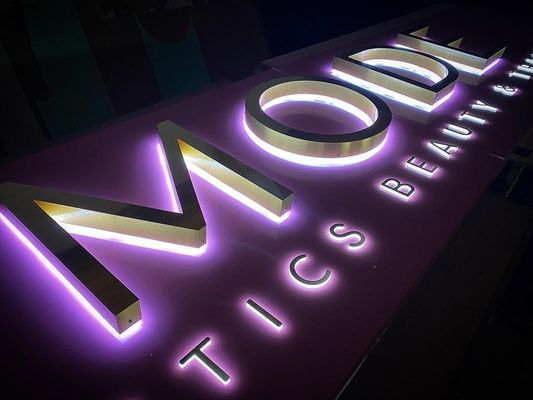Propósitos de publicidade Sinalização LED de metal inoxidável para edifícios comerciais personalizados
