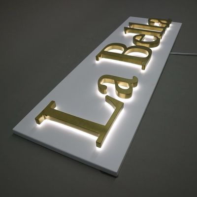 Letras personalizadas em aço inoxidável 3D Logotipo de sinalização de ouro Sinalização retroiluminada Sinalização feita para hospitais