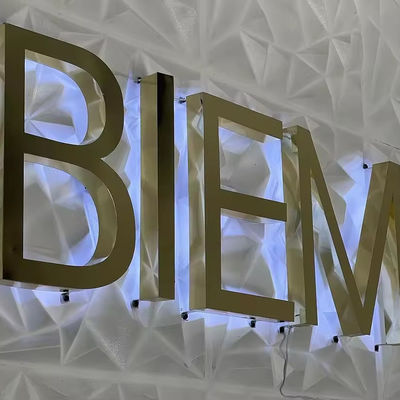 LED de neve LED acrílico retroiluminado 3D sinal para escritório Logotipo personalizado de aço inoxidável à prova d'água