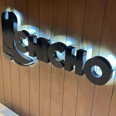 Logotipo de neve Sinais de parede Metal 3D de aço inoxidável LED iluminado por trás carta cartão para hotéis