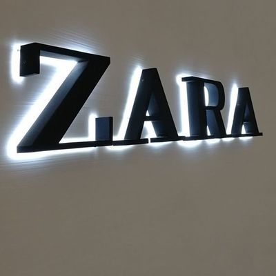 2024 Acrílico Neve Muralha de Negócios Indoor ZARA LED Metal Personalizado 3D Backlit Letras