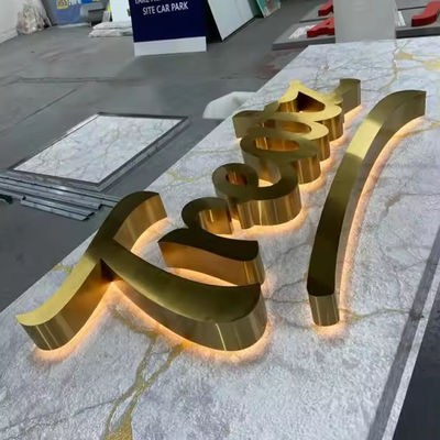 Plug Power Supply Snow 3d Letters Golden Led Backlight Letters Sign for Shopfront Signos fechados de aço inoxidável
