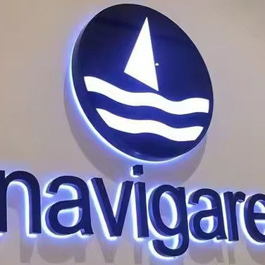 Adaptador de fonte de alimentação LED retroiluminado de aço inoxidável sinal de parede de neve para publicidade de escritório