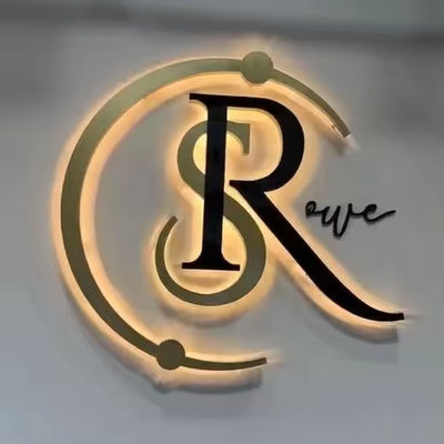 PVC logotipo retro iluminado letras de aço inoxidável acrílico LED personalizado sinais exteriores e interiores