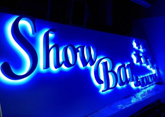 Sinalização logotipo retroiluminado letras LED com luz branca suave e quente